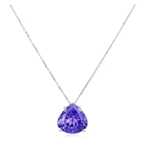 Pingente de Ouro Branco com Corrente Elos Cartier e Tanzanita de 2,16 Cts.