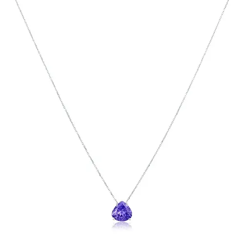 Pingente de Ouro Branco com Corrente Elos Cartier e Tanzanita de 2,16 Cts.