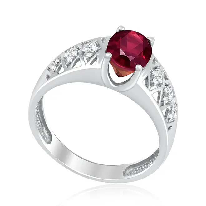 Anel de Ouro Branco com 24 Diamantes e Turmalina Rosa de 1,2 ct