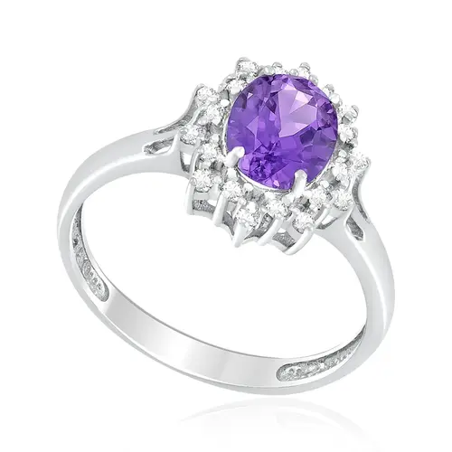 Anel de Ouro Branco com Diamantes e Tanzanita de 1,26 Cts.