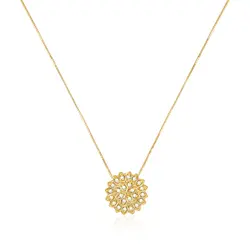 Pingente Chuveiro de Ouro Amarelo com Corrente e 30 pts em Diamantes