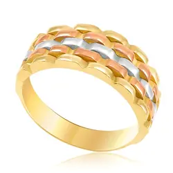 Anel Trabalhado de Ouro 3 Cores
