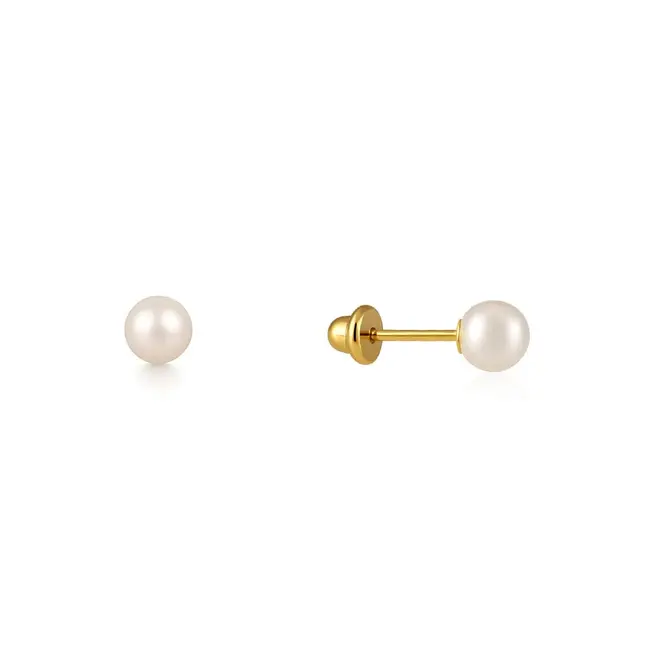 Par de Brincos Infantis de Ouro com Pérolas