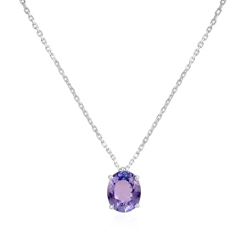 Pingente de Ouro Branco com Corrente Elos Cartier e Tanzanita de 2,33 Cts.