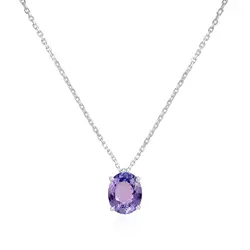 Pingente de Ouro Branco com Corrente Elos Cartier e Tanzanita de 2,33 Cts.