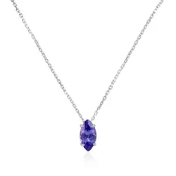 Pingente de Ouro Branco com Corrente e Tanzanita de 1,36 Cts.