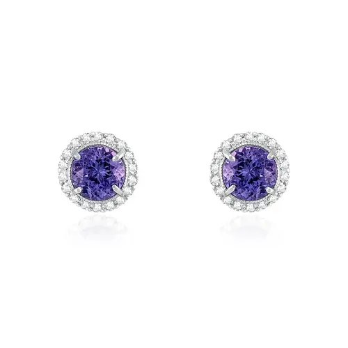 Par de Brincos de Ouro Branco com Diamantes e Tanzanitas totalizando 12,78 Cts.