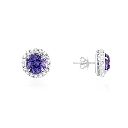 Par de Brincos de Ouro Branco com Diamantes e Tanzanitas totalizando 12,78 Cts.