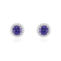 Par de Brincos de Ouro Branco com Diamantes e Tanzanitas totalizando 12,78 Cts.