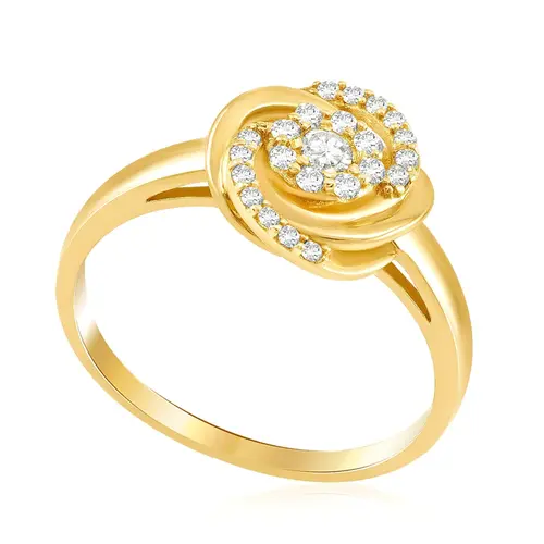 Anel Chuveiro de Ouro Amarelo com Cristais