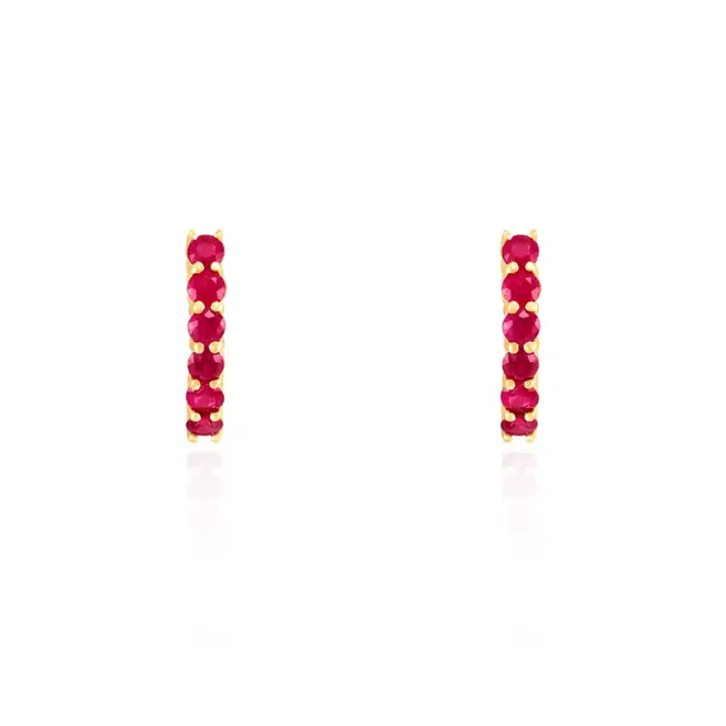 Par de Brincos de Ouro Amarelo com 12 Rubis totalizando 1,70 cts.