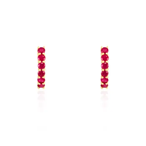 Par de Brincos de Ouro Amarelo com 12 Rubis totalizando 1,70 cts.