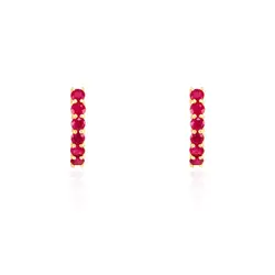 Par de Brincos de Ouro Amarelo com 12 Rubis totalizando 1,70 cts.