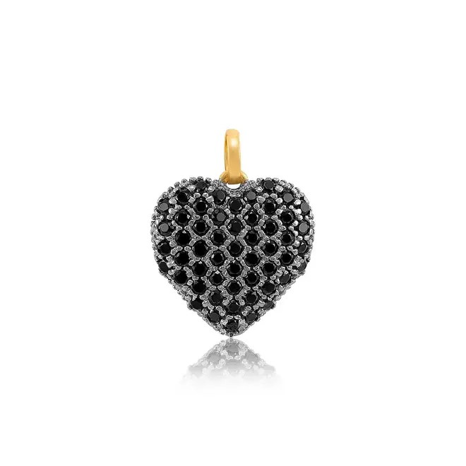 Pingente de Coração em Ouro Amarelo com Ônix
