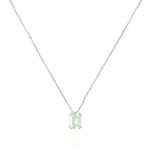 Pingente de Ouro Branco com Corrente Elos Cartier e Esmeralda Colombiana de 2,66 Cts.