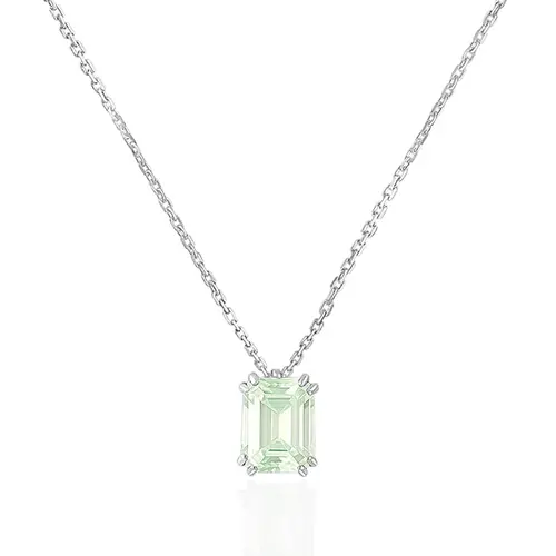 Pingente de Ouro Branco com Corrente Elos Cartier e Esmeralda Colombiana de 2,66 Cts.