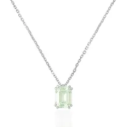 Pingente de Ouro Branco com Corrente Elos Cartier e Esmeralda Colombiana de 2,66 Cts.