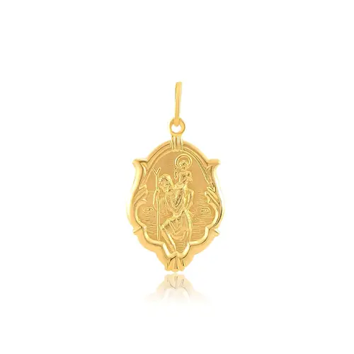 Pingente São Cristóvão de Ouro Amarelo