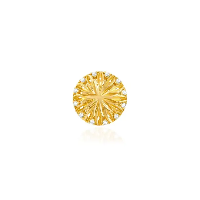 Pingente Trabalhado de Ouro Amarelo com Cristais