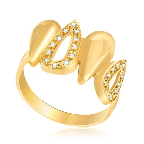 Anel Gotas de Ouro Amarelo com Diamantes