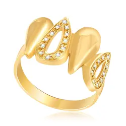 Anel Gotas de Ouro Amarelo com Diamantes