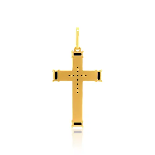 Pingente Cruz de Ouro Amarelo com Onix