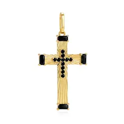 Pingente Cruz de Ouro Amarelo com Onix