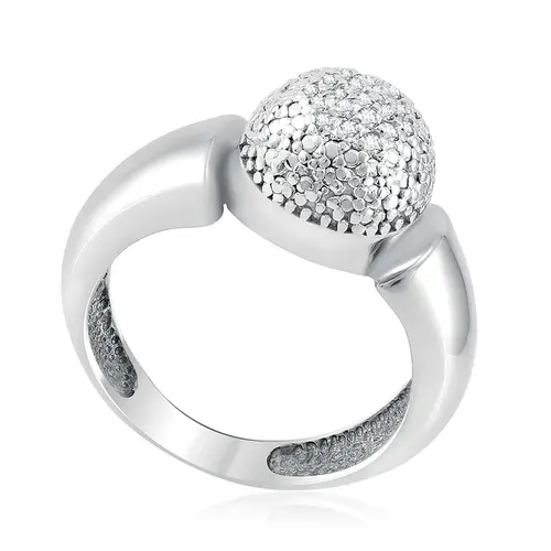 Anel Esfera de Ouro Branco com Diamantes totalizando 15 pts.