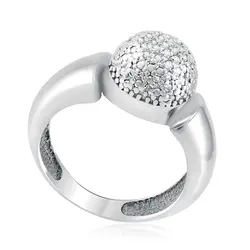 Anel Esfera de Ouro Branco com Diamantes totalizando 15 pts.