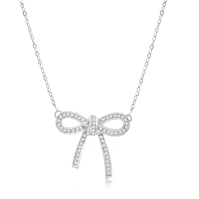 Colar Laço de Ouro Branco com Diamantes totalizando 35 pts.