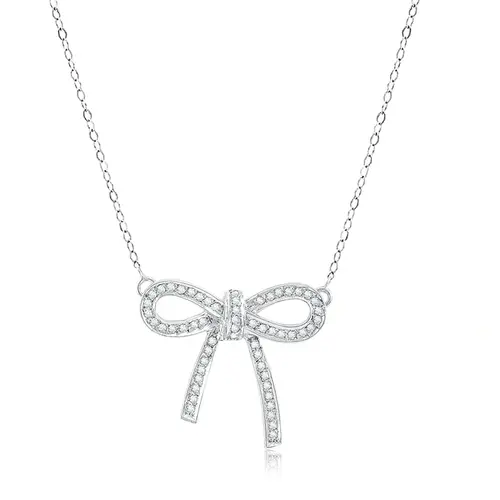 Colar Laço de Ouro Branco com Diamantes totalizando 35 pts.