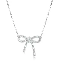 Colar Laço de Ouro Branco com Diamantes totalizando 35 pts.