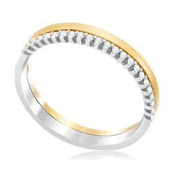 Anel Infinito de Ouro 2 Cores com Diamantes totalizando 20 pts.
