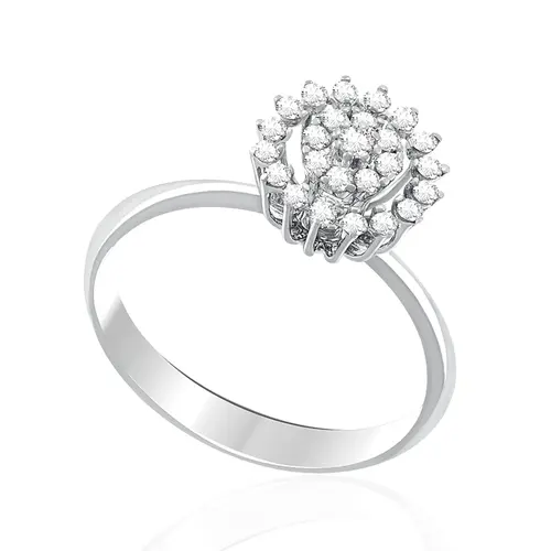 Anel Chuveiro de Ouro Branco com Diamantes totalizando 30 pts.