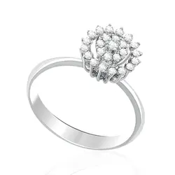 Anel Chuveiro de Ouro Branco com Diamantes totalizando 30 pts.