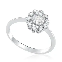 Anel Chuveiro de Ouro Branco com 20 pts em Diamantes