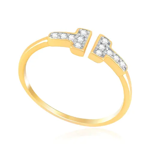 Anel de Ouro Amarelo com Cristais