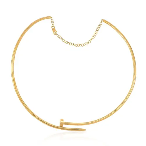 Gargantilha de Ouro Amarelo Modelo Prego