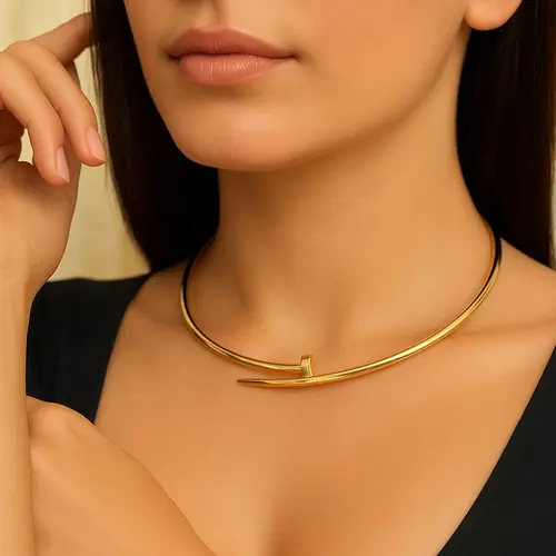 Gargantilha de Ouro Amarelo Modelo Prego