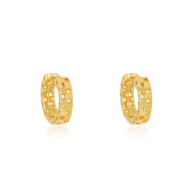 Par de Brincos Argola de Ouro Amarelo modelo Vasado