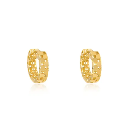 Par de Brincos Argola de Ouro Amarelo modelo Vasado