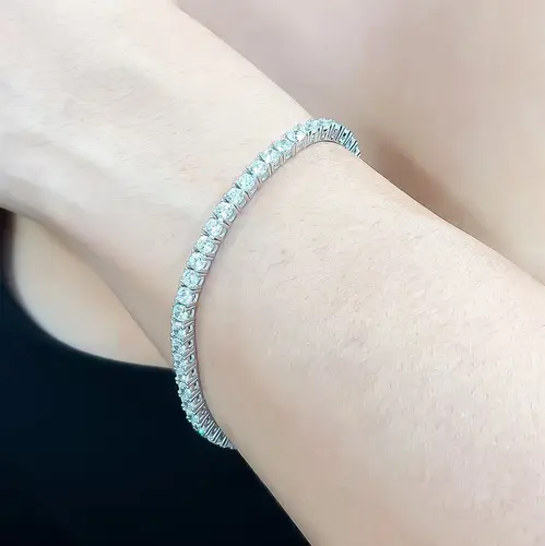Pulseira Riviera com Cristais brancos, Acabamento em Ródio