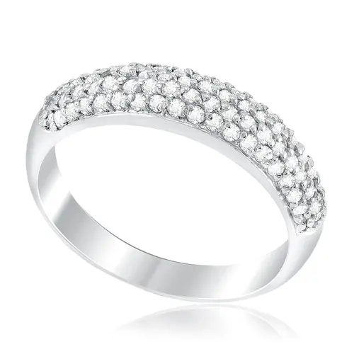 Anel Pavê com 70 Diamantes totalizando 60 pts., em Ouro Branco