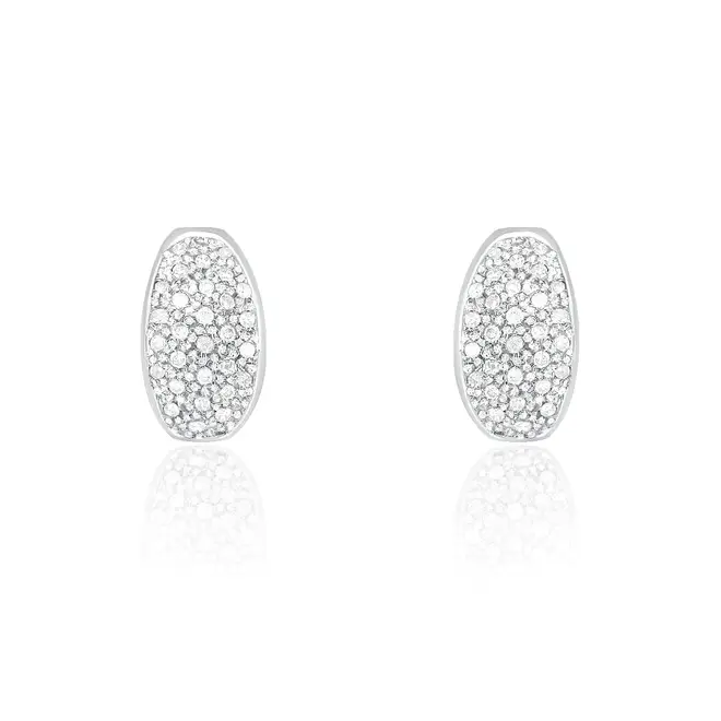 Par de Brincos Pavê de Ouro Branco com 66 Diamantes