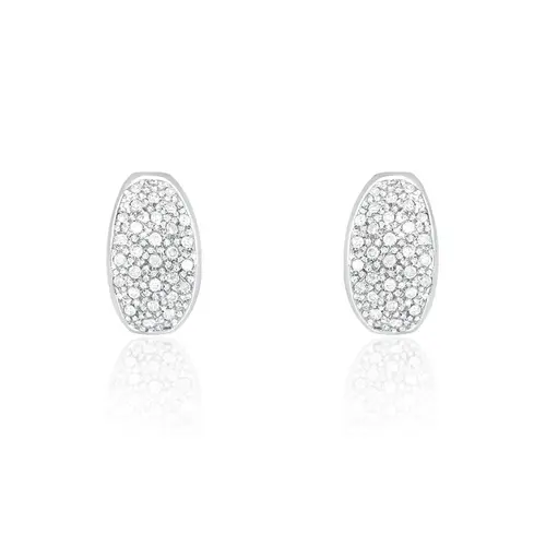 Par de Brincos Pavê de Ouro Branco com 66 Diamantes