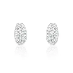 Par de Brincos Pavê de Ouro Branco com 66 Diamantes