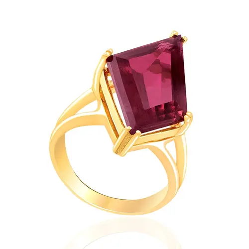Anel de Ouro Amarelo com Cristal Turmalina Rosa