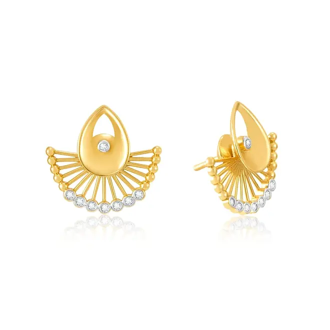 Par de Brincos Desmontável de Ouro Amarelo com 8 Diamantes