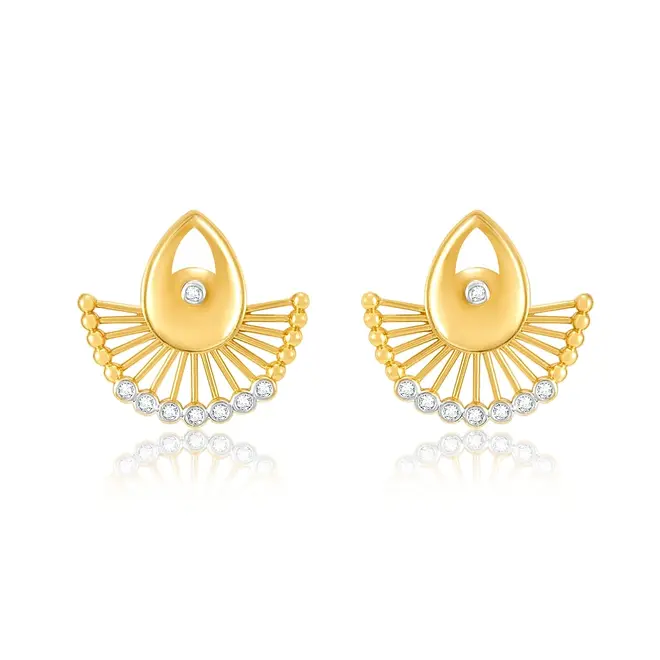 Par de Brincos Desmontável de Ouro Amarelo com 8 Diamantes