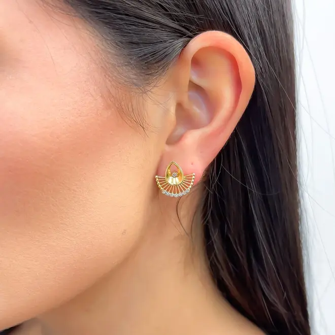 Par de Brincos Desmontável de Ouro Amarelo com 8 Diamantes
